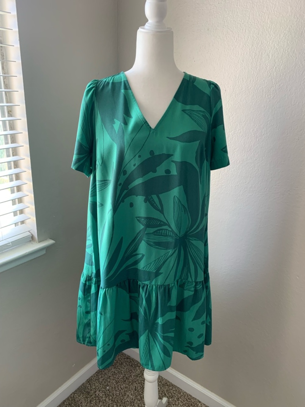 a new day Green Floral One-Shoulder Dress